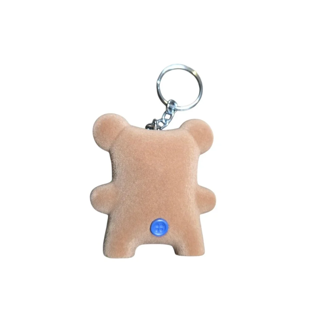 Fuggler Scaresome Square Bear Keychain Catch Me Chase Tan Blue Button Charm